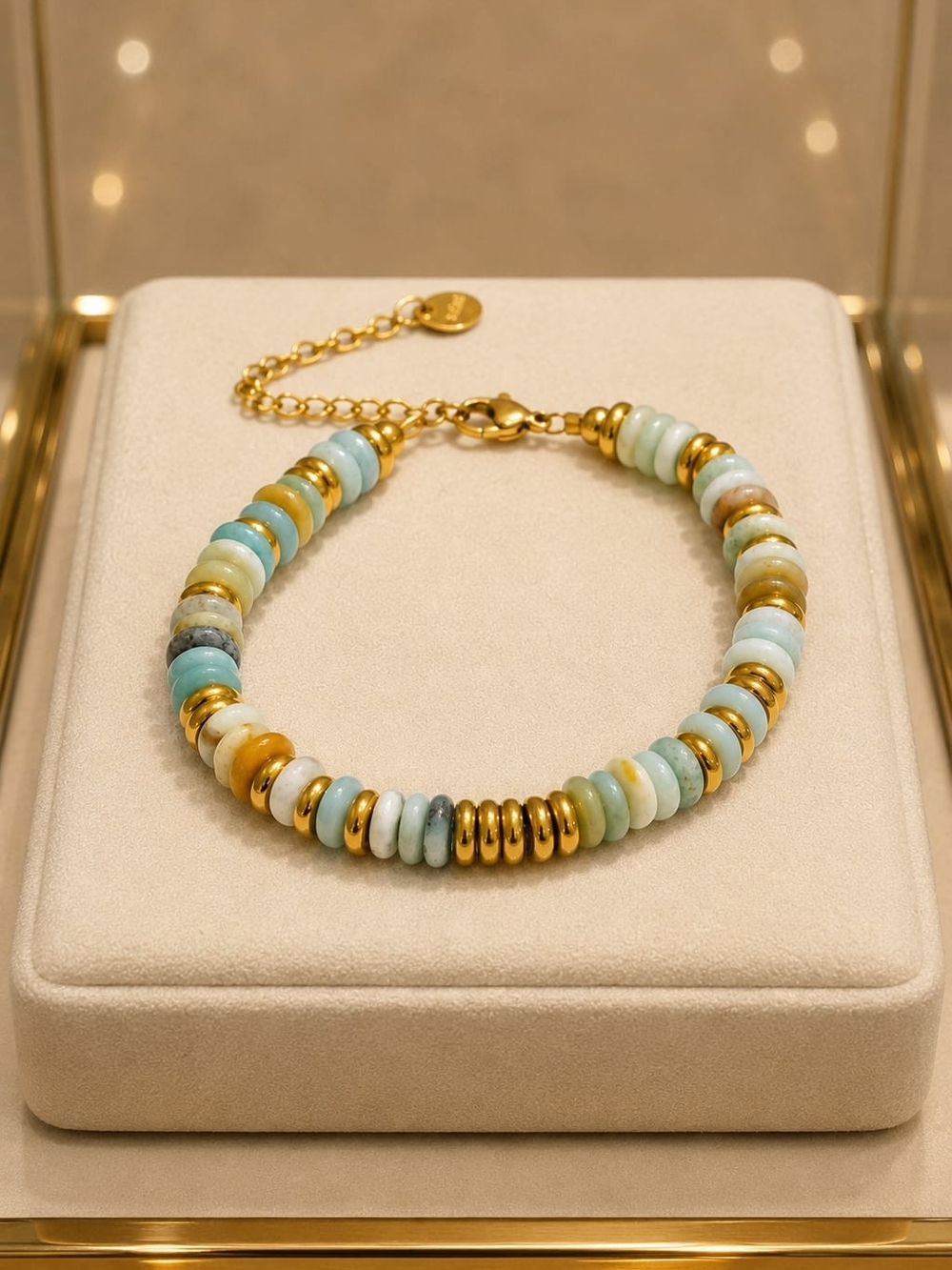 Gold & Aqua Beaded Bracelet - Women Jewelry